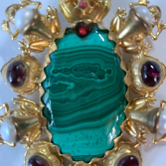 Necklace with Malachite, pearl and garnet pendant - Picture 7 of 7